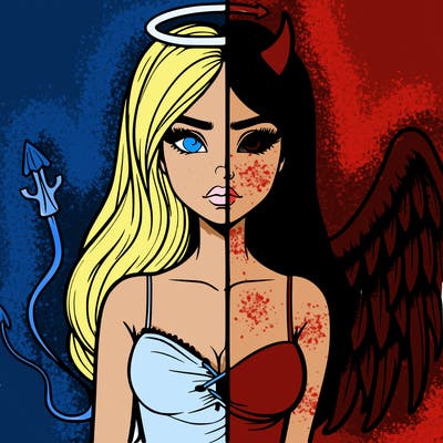 devil vs angel realistic girl