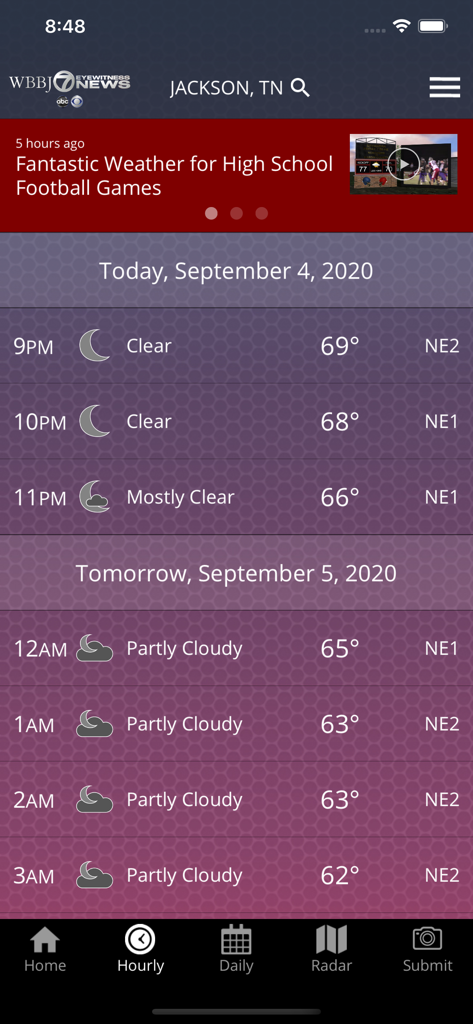 WBBJ Weather - Hourly weather forecast for Jackson Tennessee on the WBBJ Weather mobile app