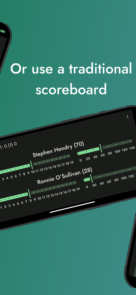 SnookerMate Snooker Scoreboard - SnookerMate app displaying a traditional digital scoreboard for match tracking