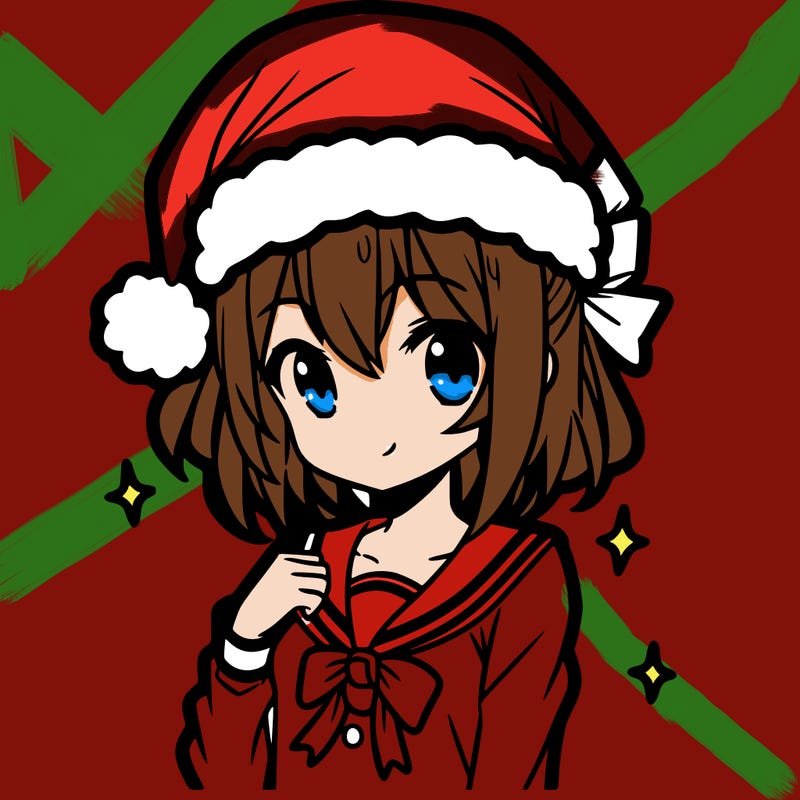 anime girl wearing a santa hat