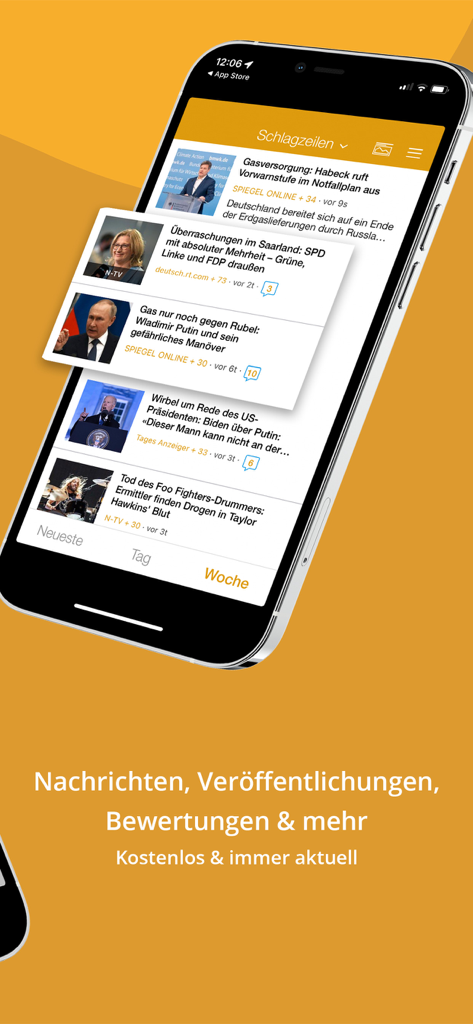 Sportnachrichten & Ergebnisse - German sports news app feed displaying headlines on a smartphone screen