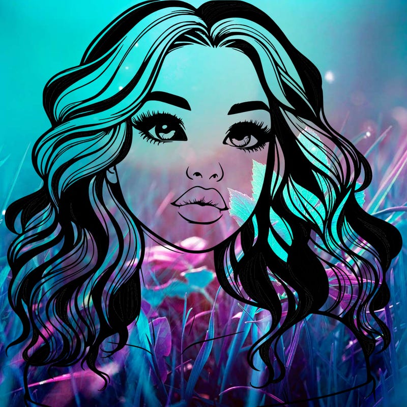 realistic girl with wavy hair and lips