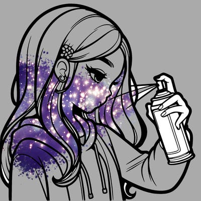 a realistic girl spray painting