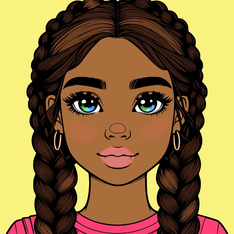 realistic girl with braids