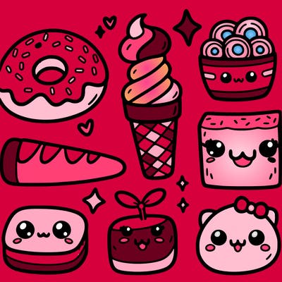 cute animated food