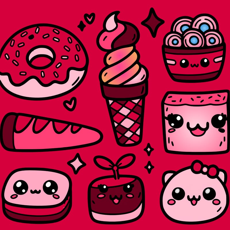 cute animated food