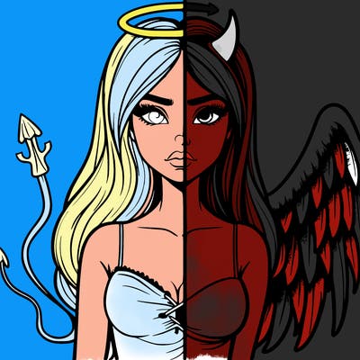 devil vs angel realistic girl