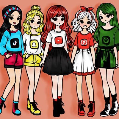 a group of five girls