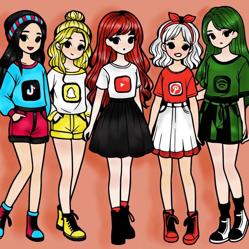 a group of five girls