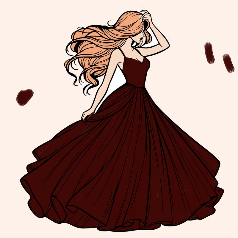 realistic woman with dress flowing in the wind