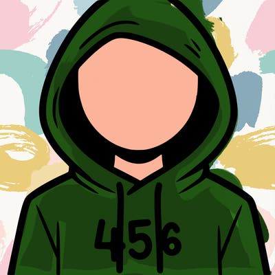 a person with non face waering a hoodie with a 456 symbol