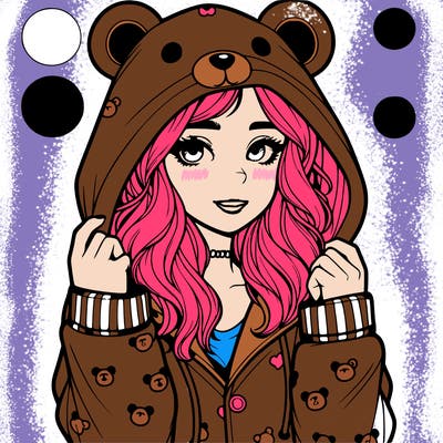 realistic girl in a animal pjs hoodie