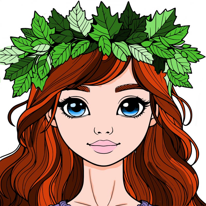 realistic girl with fall leaf crown