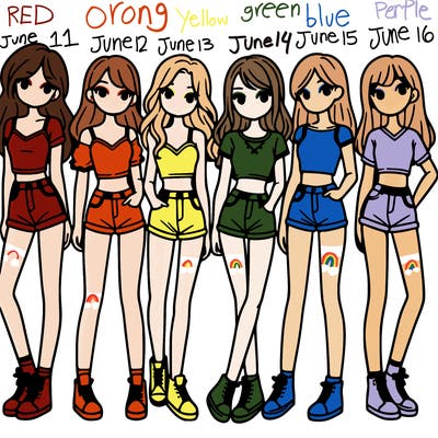 a group of girls wearing crop tops and shorts