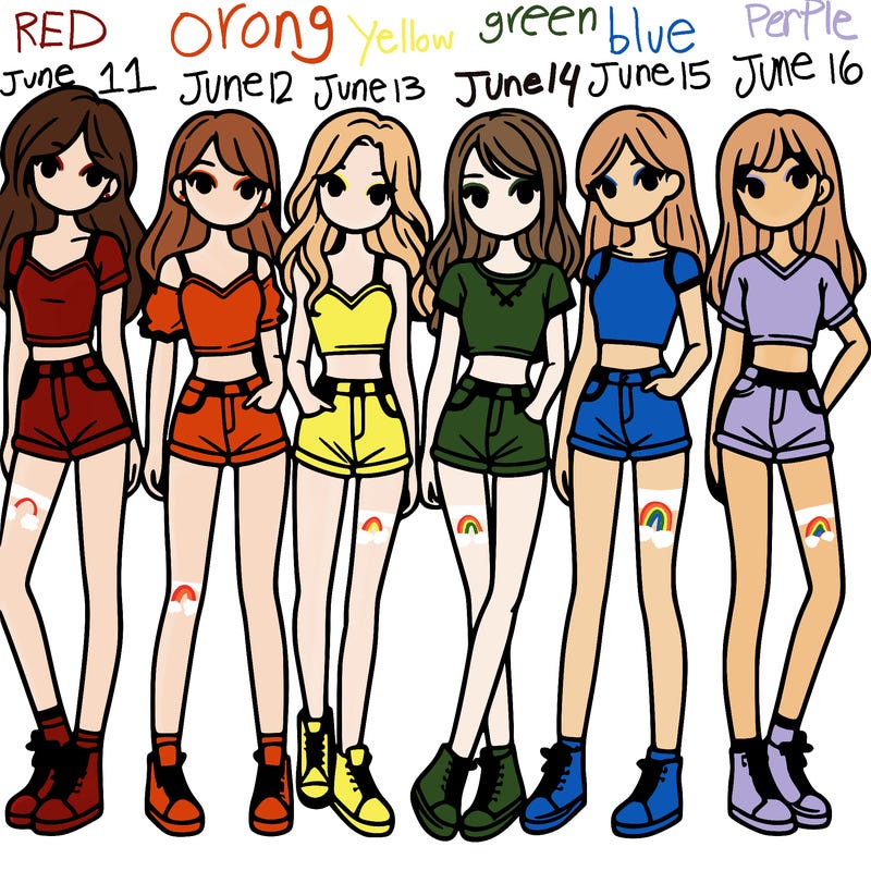 a group of girls wearing crop tops and shorts