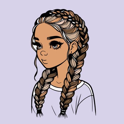 realistic girl with braids
