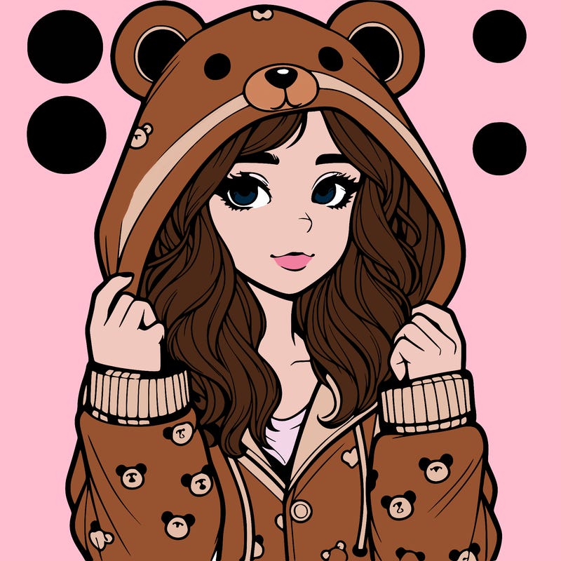 realistic girl in a animal pjs hoodie