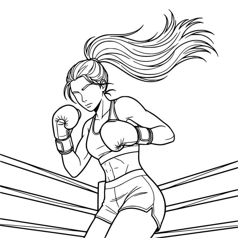 girls who has her hair up into a ponytail boxing 🥊 long hair no freckles