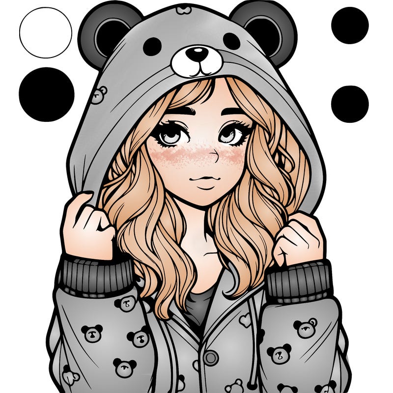 realistic girl in a animal pjs hoodie