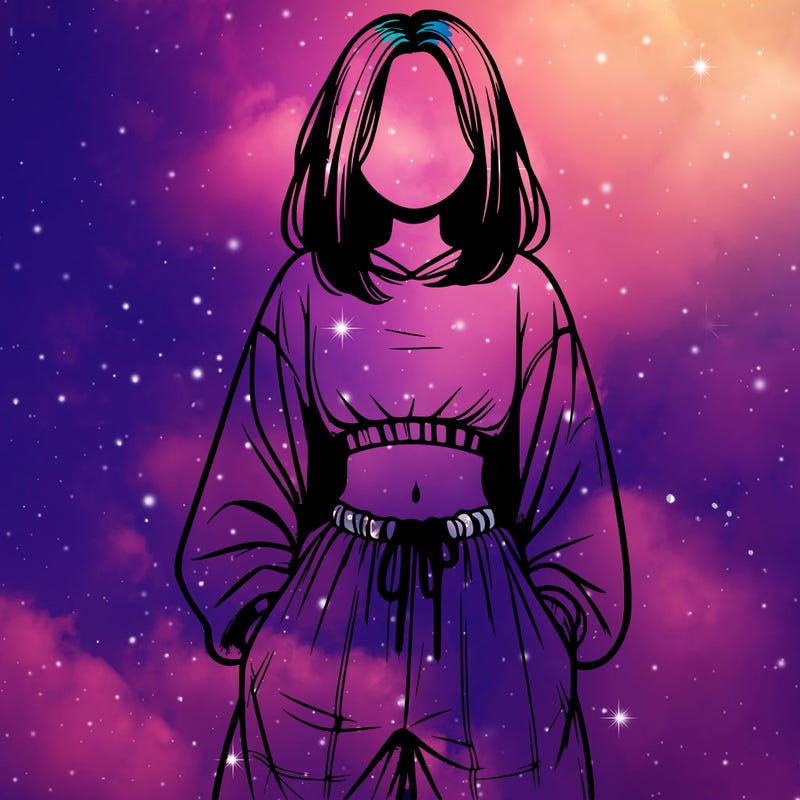 realistic girl faceless with baggy pants and a crop top