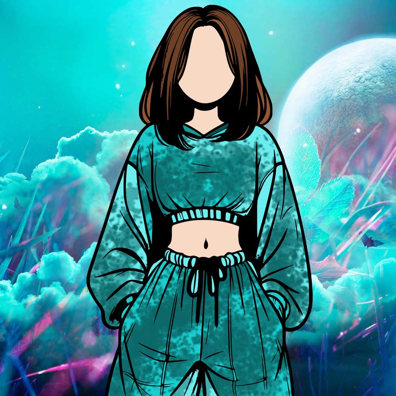 realistic girl faceless with baggy pants and a crop top