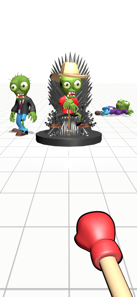 Smash Zombie Punching Games - A first person view of a red boxing glove aiming at funny cartoon zombies