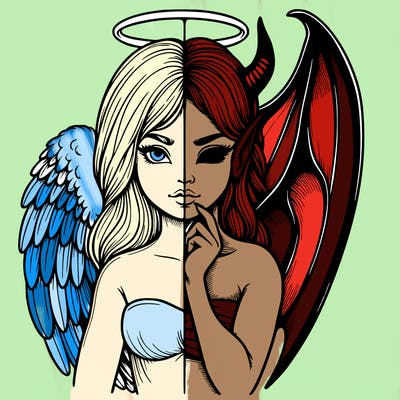 realistic angel half demon