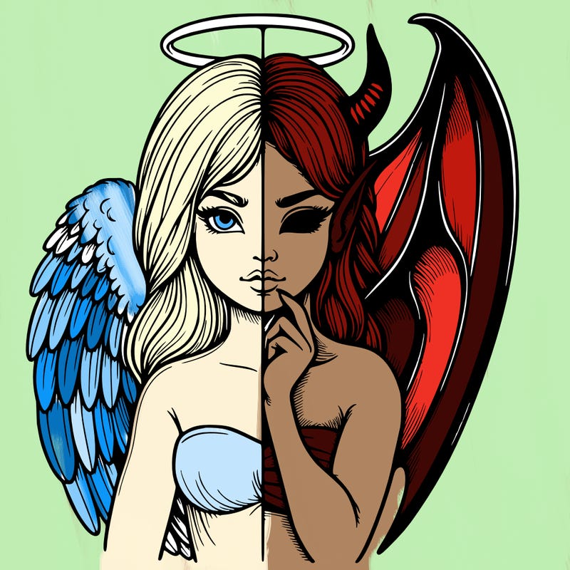 realistic angel half demon