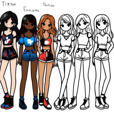 a group of girls wearing crop tops and shorts