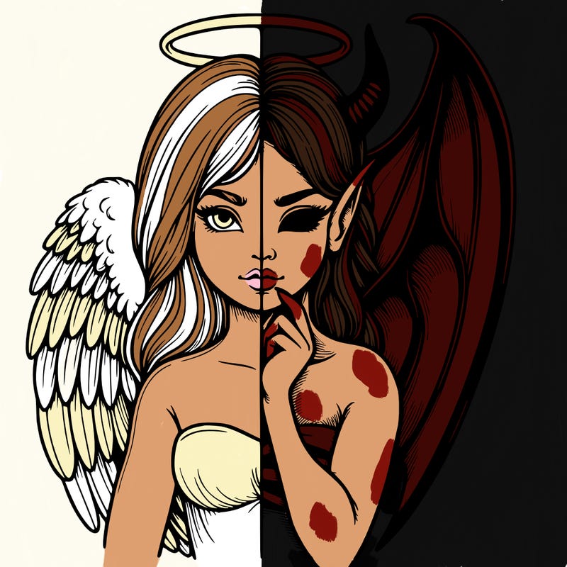 realistic angel half demon