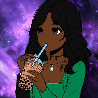 realistic girl drinking boba tea