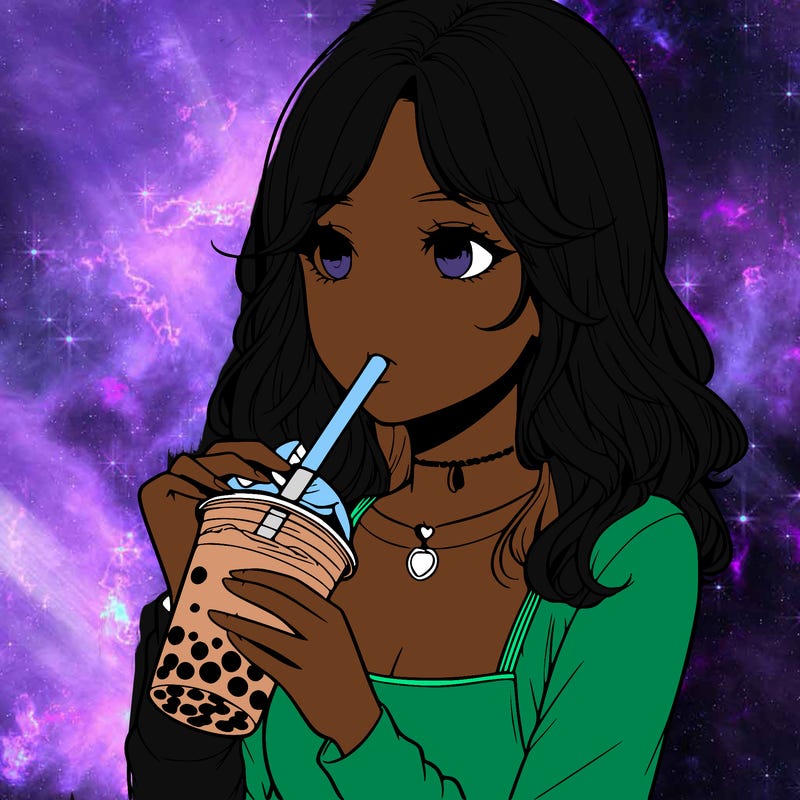 realistic girl drinking boba tea