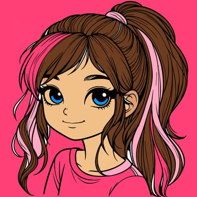 realistic girl with ponytail