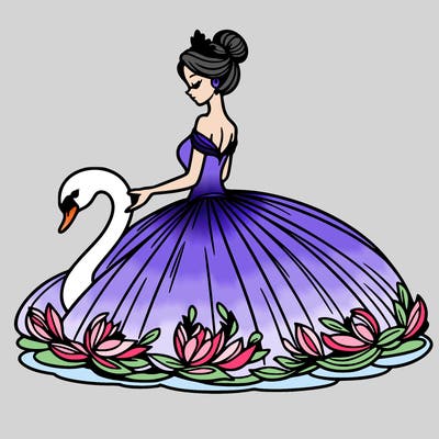 woman in gown with swan
