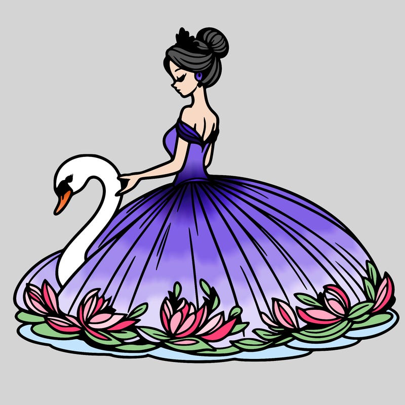 woman in gown with swan