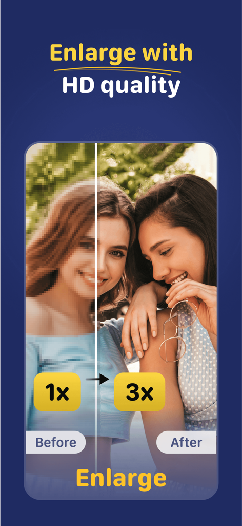 AI를 사용하여 흐릿한 사진을 HD 품질로 확대하는 전후 비교