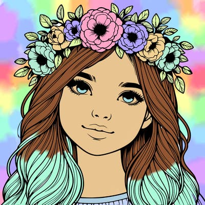 realistic girl with flower crown