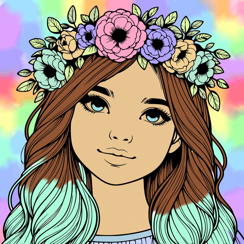 realistic girl with flower crown