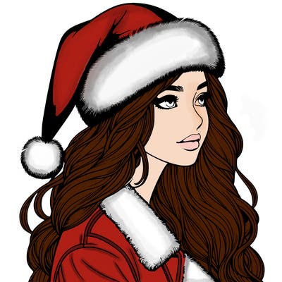 realistic girl in santa hat