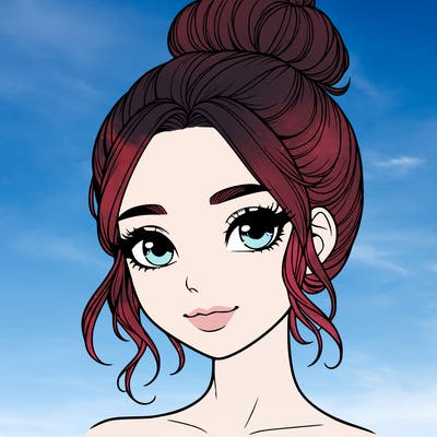 realistic pretty girl with hair in bun