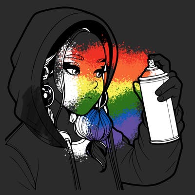 a realistic girl, spray painting