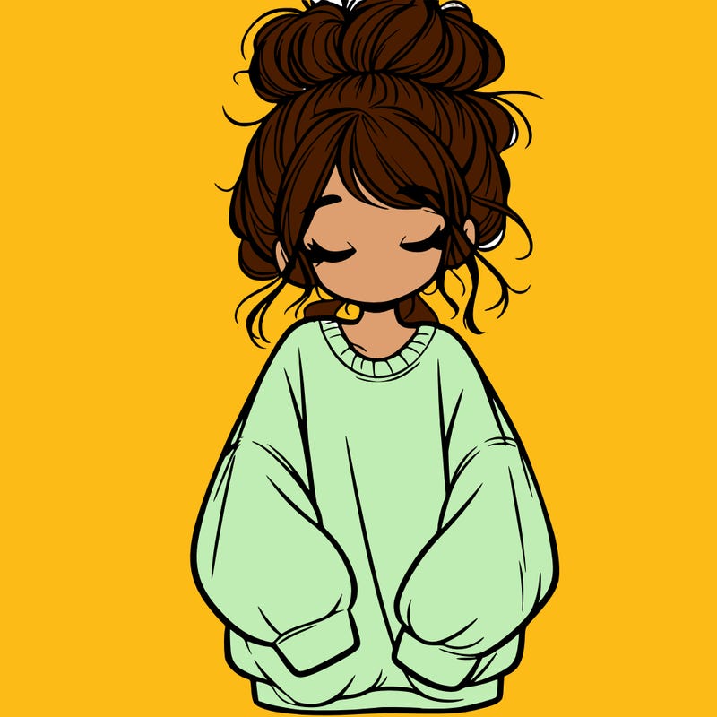 girl with baggy sweatshirt and messy bun