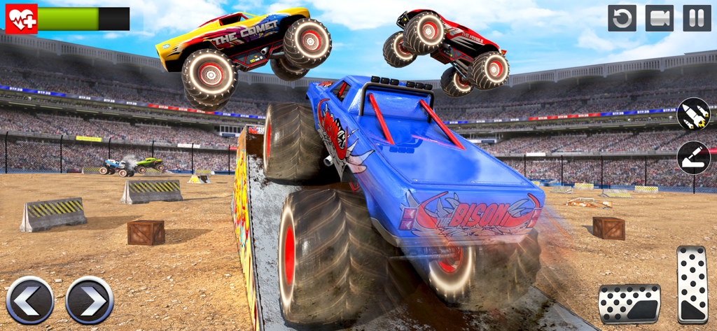 Monster Truck Games: 4x4 Stunt - Monster trucks performing stunts in a stadium arena