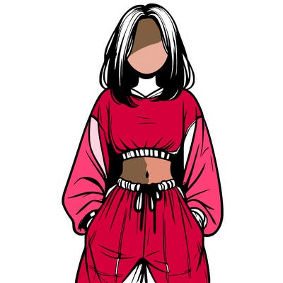 realistic girl faceless with baggy pants and a crop top