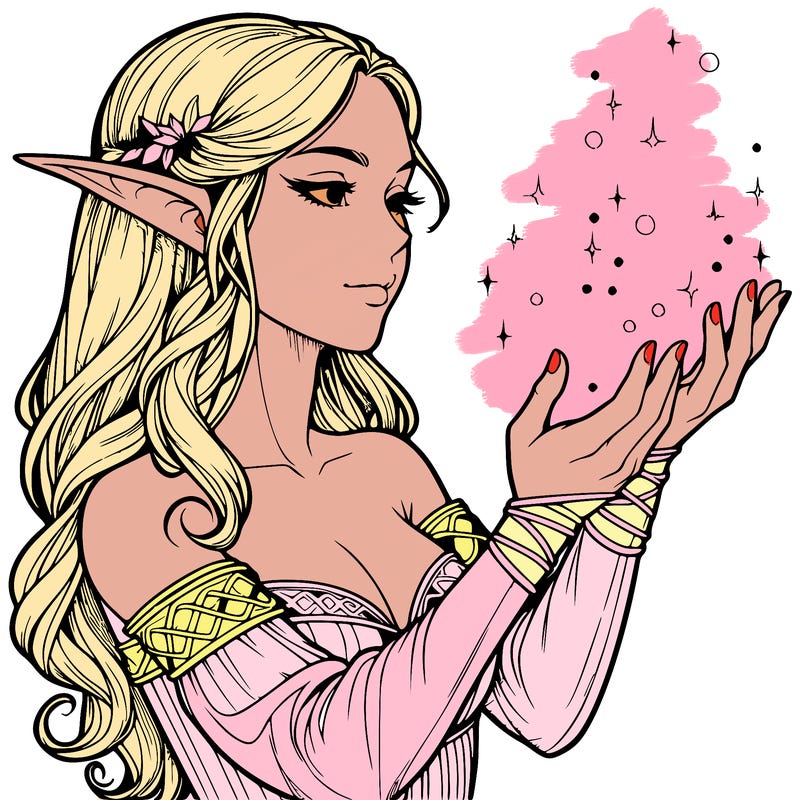 realistic elf girl doing magic