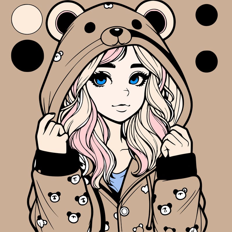 realistic girl in a animal pjs hoodie