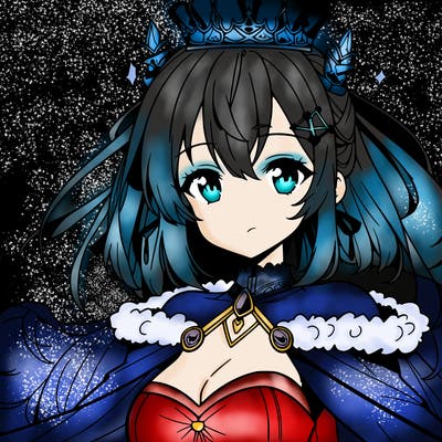 a anime girl who has a role to be a queen