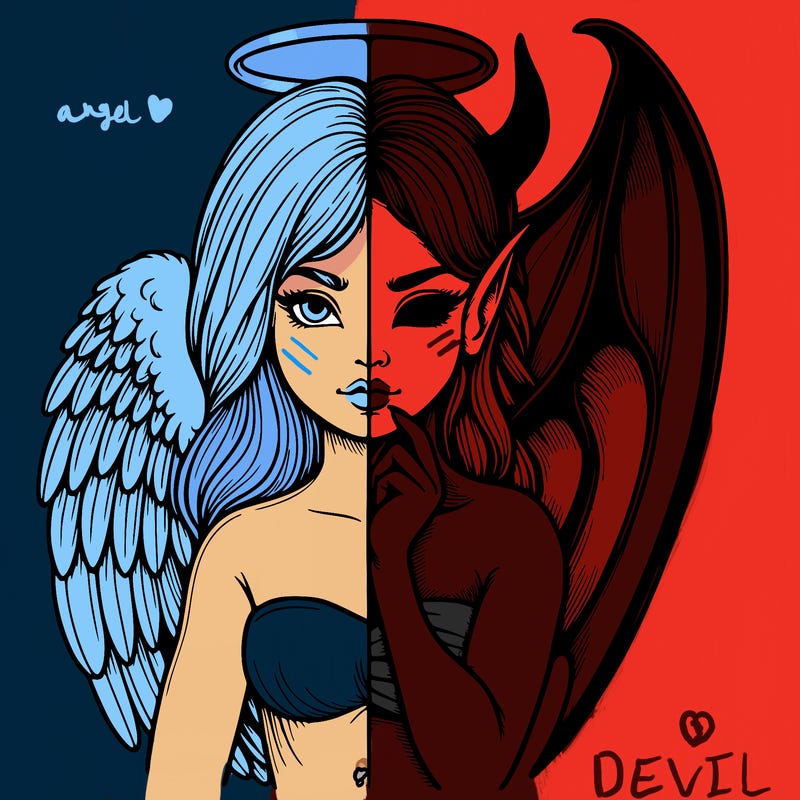 realistic angel half demon