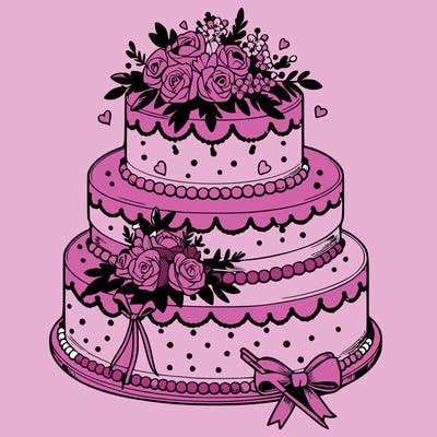 wedding cake in detailed and realistic style