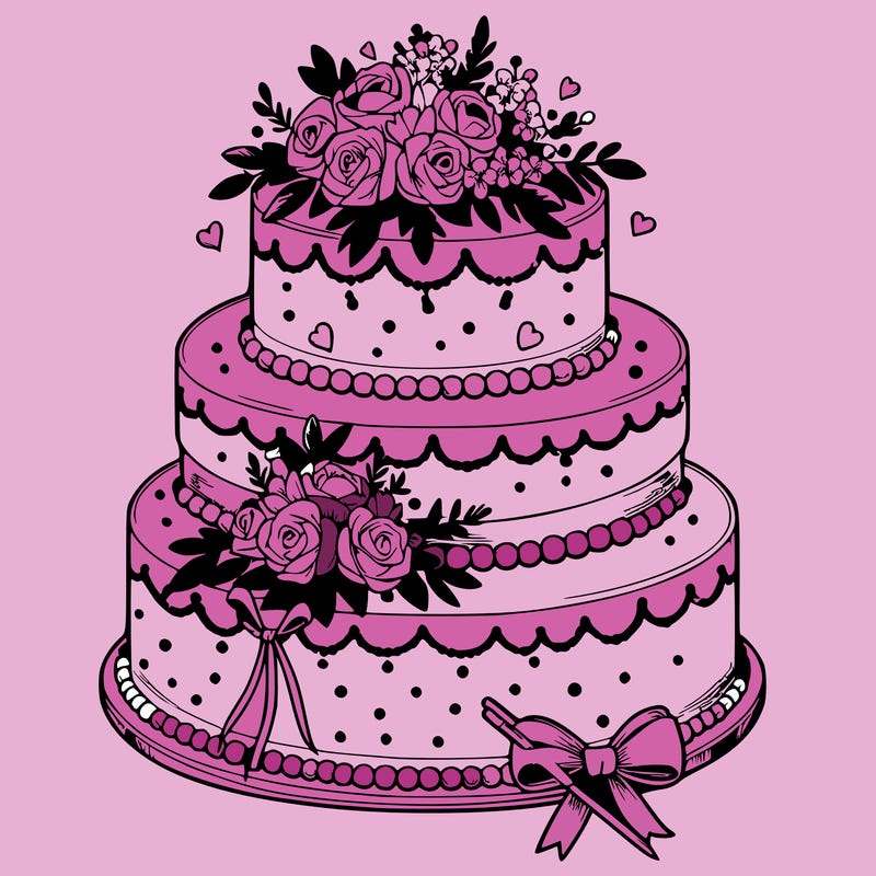 wedding cake in detailed and realistic style